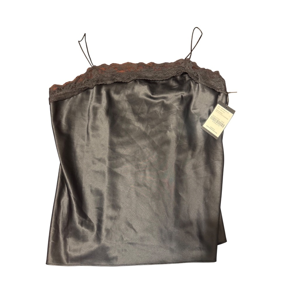 Classics by Worth Dark Navy Satin Lace Trim tank Top‎ Womens 14 NWT